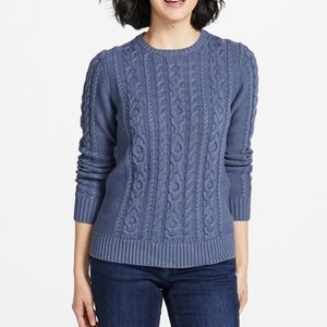 L.L.BEAN Navy Blue Cable Knit Pullover Sweater
